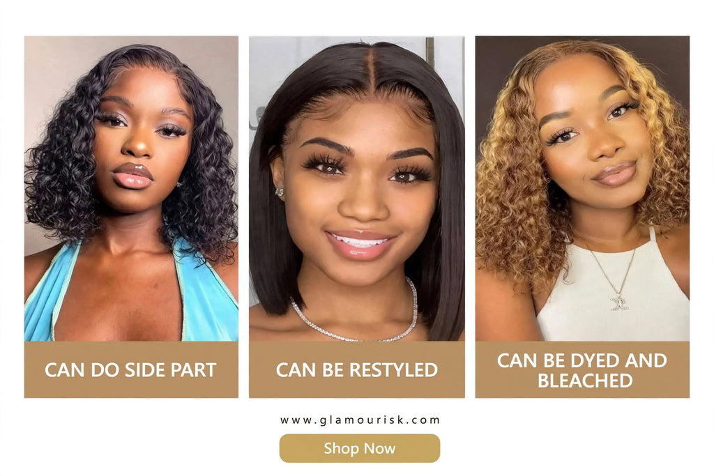 Deep Wave Curly Bob Wig 10 Inch | 4x4 Glueless Lace | Brazilian Virgin Hair