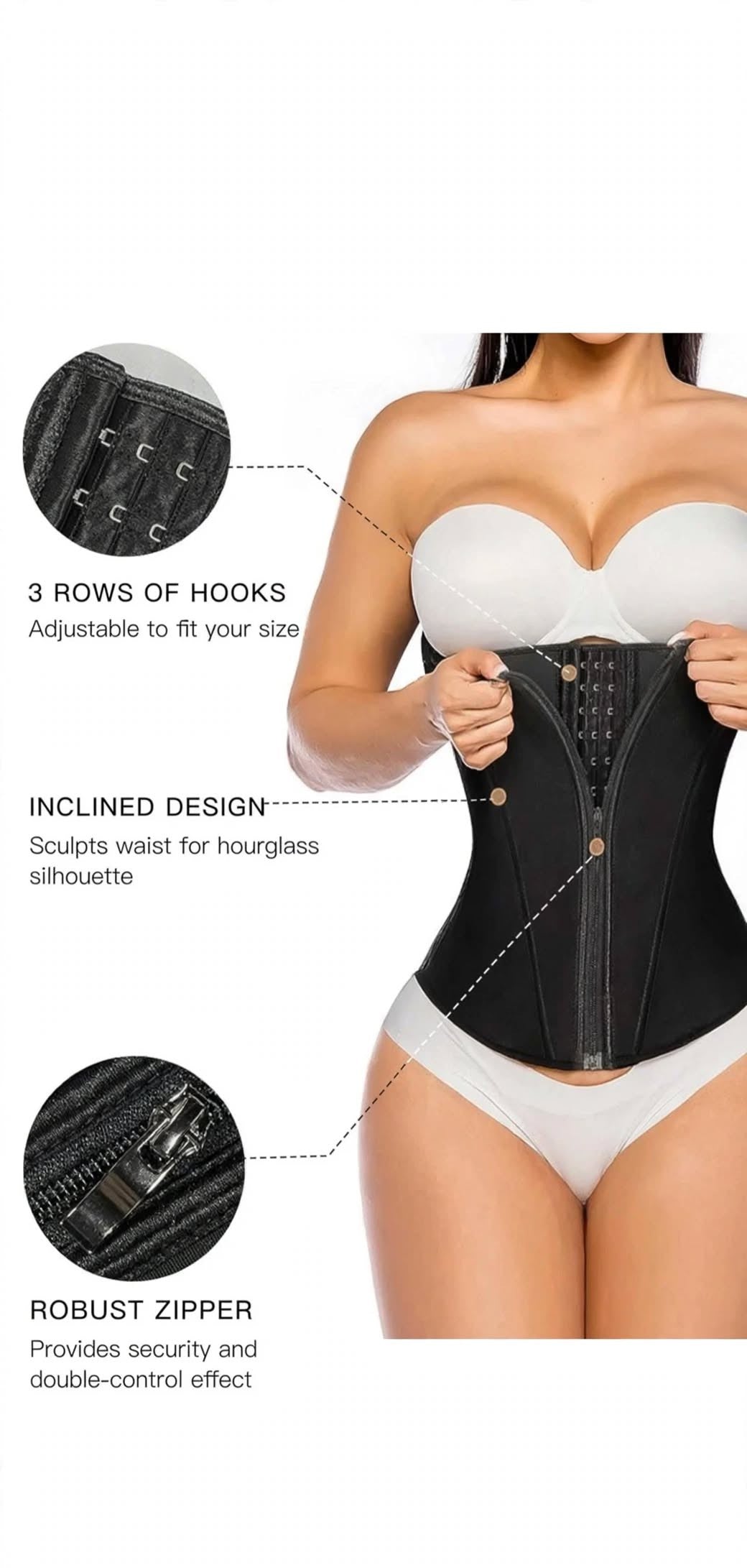 Hourglass Zipper Waist Trainer Corset